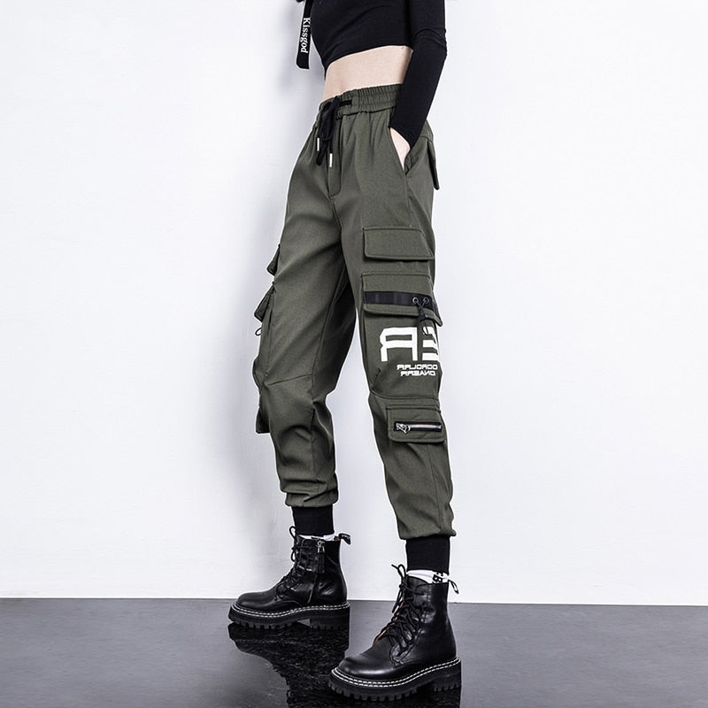 Women High Waist Cargo Pants Fashion Drawstring Trousers Ladies Loose Jogger Pant Plus Size High Street Trouser Casual Pants