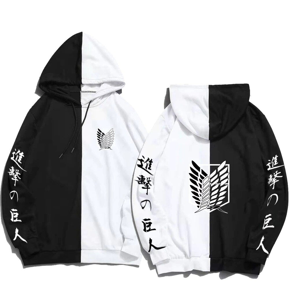 Hot Anime Attack on Titan AOT Print Hoodies Color Matching Pullover Women Men Sweatshirt Harajuku Hip Hop Autumn and Winter