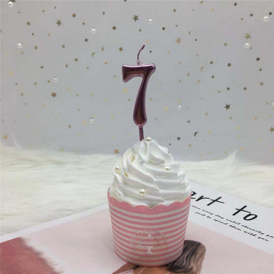 1pc Silver Rose Gold Candles for Happy Birthday Party Decorations 0-9 Number Candles Cake Cupcake Topper Party Supplies