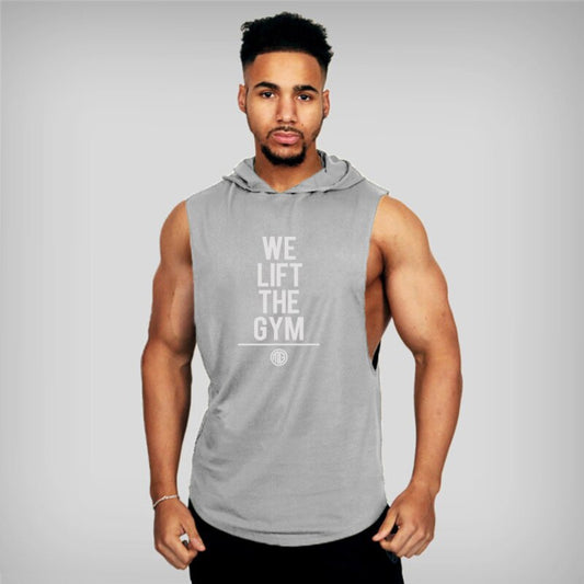 Brand Gym Clothing Mens Bodybuilding Hooded Tank Top Cotton Sleeveless Vest Sweatshirt Fitness Workout Sportswear Tops Tees