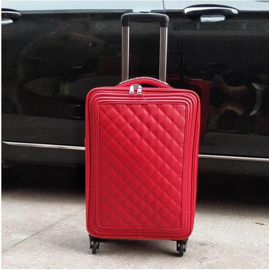 TRAVEL TALE 20"Inch Women Spinner Leather Retro Trolley Bag 24 Travel Suitcase Hand Luggage Set