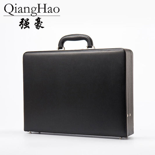 Luxury Leather Mens Attach Briefcase Expandable Laptop Case Password Multifunctional Toolbox Fashion Suitcase Black Hot