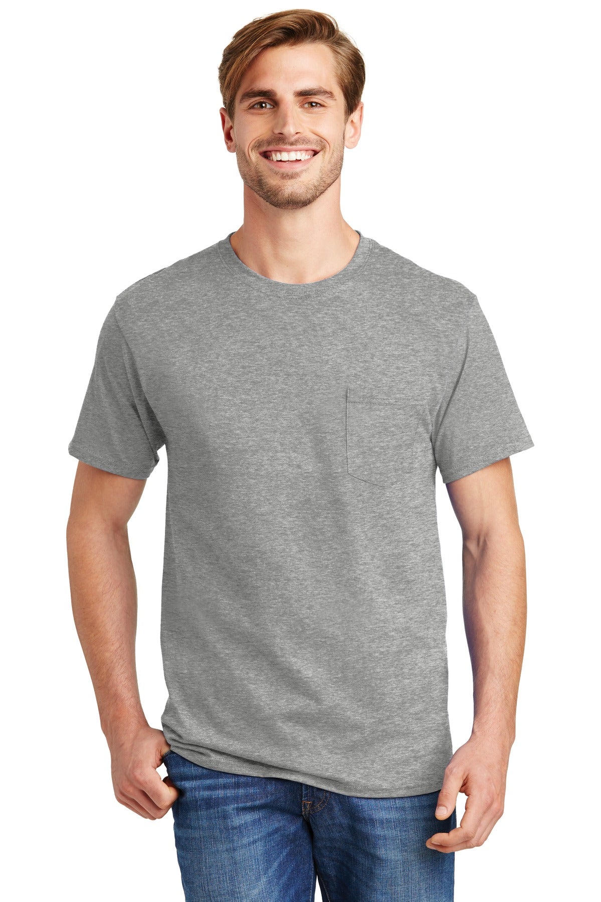 HanesÂ® - Authentic 100%  Cotton T-Shirt with Pocket.  5590