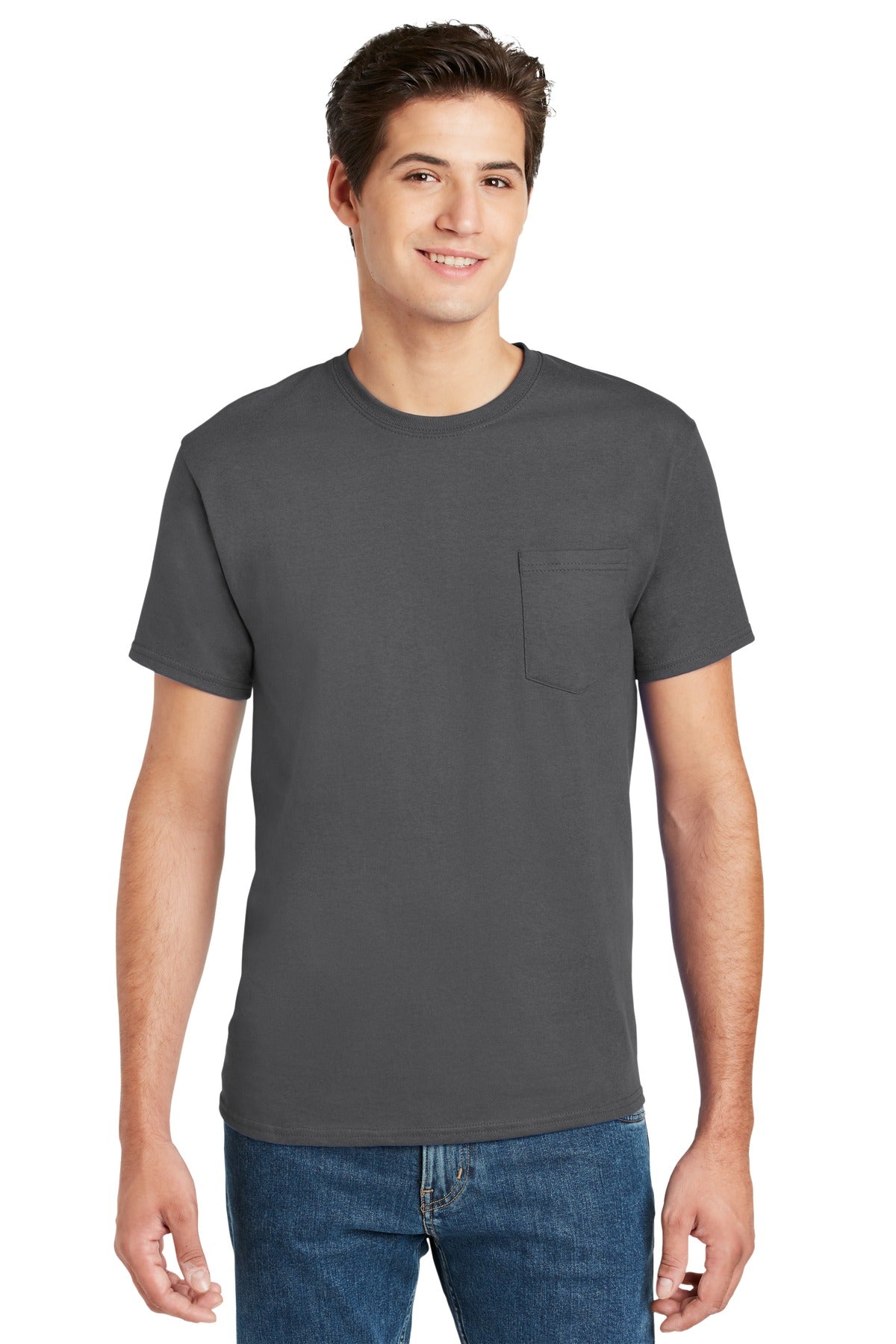 HanesÂ® - Authentic 100%  Cotton T-Shirt with Pocket.  5590