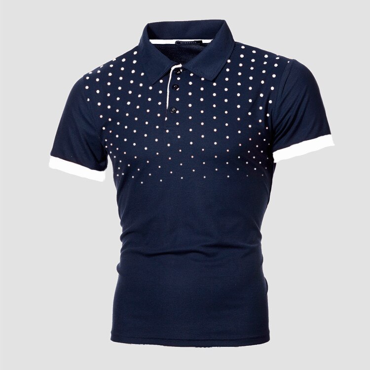 2022 Men Polo Shirts Fashion Polka Dot Print Summer New Polos Top Cotton Breathable Slim Fit Patchwork Shirts Male Outdoor Shirt