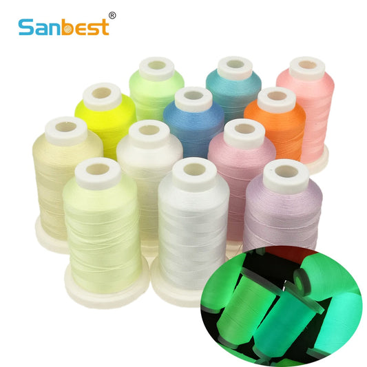 Sanbest Luminous Embroidery Thread Glow in the Dark 800 Meters 150d/2 Polyester Sewing DIY Handmade Cross Stitch Thread TH00057