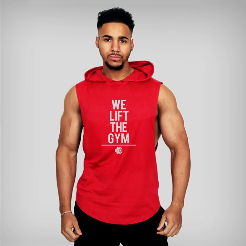 Brand Gym Clothing Mens Bodybuilding Hooded Tank Top Cotton Sleeveless Vest Sweatshirt Fitness Workout Sportswear Tops Tees