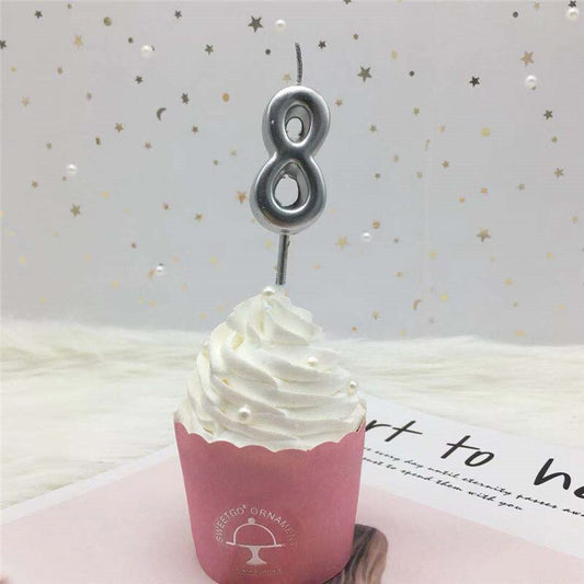 1pc Silver Rose Gold Candles for Happy Birthday Party Decorations 0-9 Number Candles Cake Cupcake Topper Party Supplies