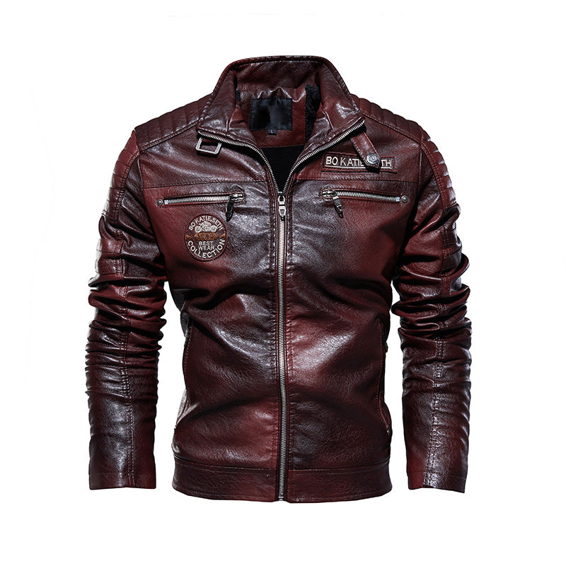 New Men's Leather Jackets Autumn And Winter Casual Motorcycle Slim PU Jacket Bi