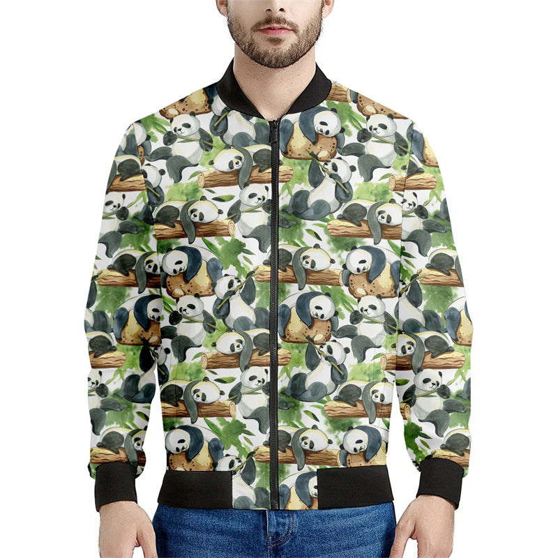 Kawaii Cartoon Panda Graphic 3D Print Men Women Flight Jacket Harajuku Hip Hop