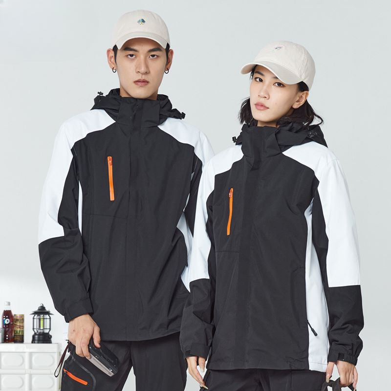 Hardshell Jacket 3-in-1 Men's and Women's Winter Two-piece Set Removable Windpr