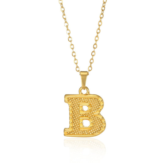 Stainless Steel Initial Necklaces For Women Men Gold Color Letter Necklace Pend