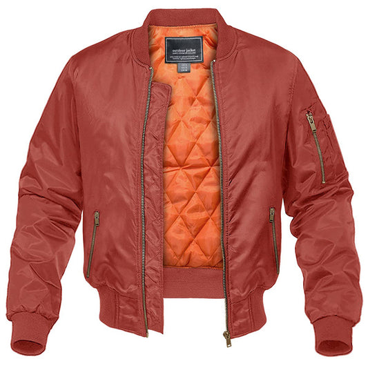 MAGCOMSEN Men's Aviator Jackets Thick Warm Orange Lining Bomber Jackets Fall Wi