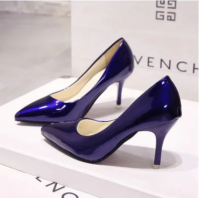 New Solid Color Pumps Women High Heel Shoes Female Fashion Patent Leather Sexy