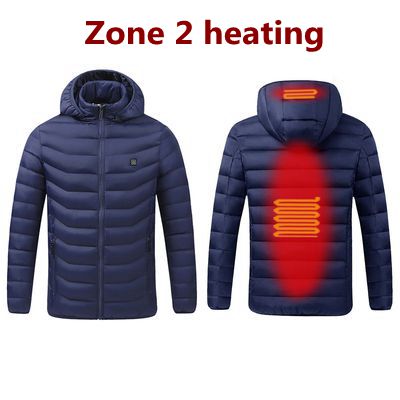 2021 NWE Men Winter Warm USB Heating Jackets Smart Thermostat Pure Color Hooded