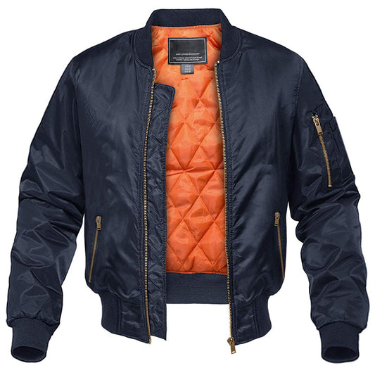 MAGCOMSEN Men's Aviator Jackets Thick Warm Orange Lining Bomber Jackets Fall Wi