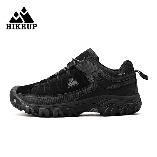 HIKEUP New Men Hiking Shoes High Quality Durable Leather Climbing Shoes Outdoor