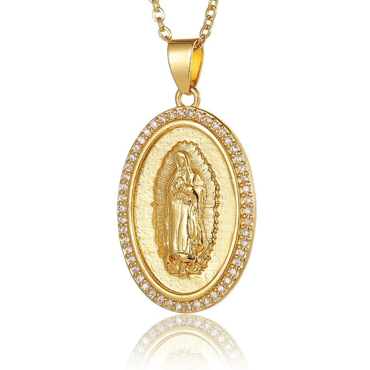 High Quality Women's Religious Jewelry Copper Micro Inlaid Zircon Virgin Mary P