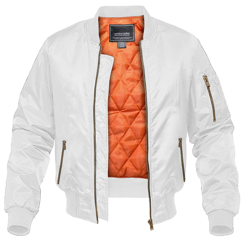 MAGCOMSEN Men's Aviator Jackets Thick Warm Orange Lining Bomber Jackets Fall Wi