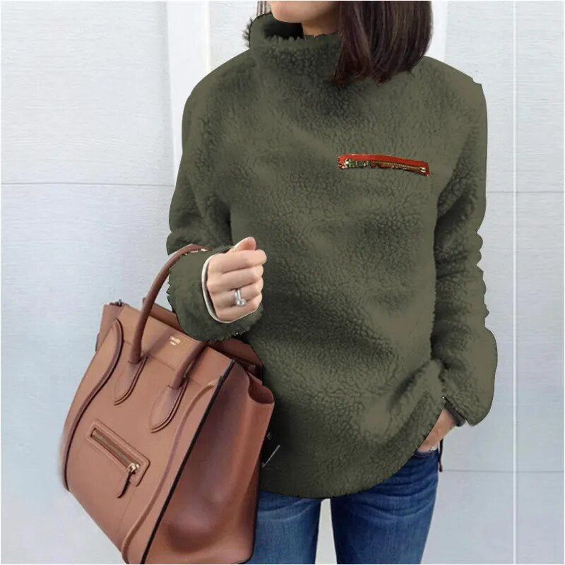 Winter Super Soft and Comfortable Solid Color Turtleneck Pullover Women's Sweat