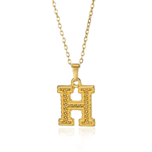 Stainless Steel Initial Necklaces For Women Men Gold Color Letter Necklace Pend