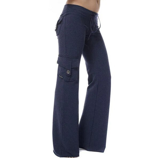 Dropshipping Cargo Pants Women Pants Strong Elastic Wide Leg Trousers Female So