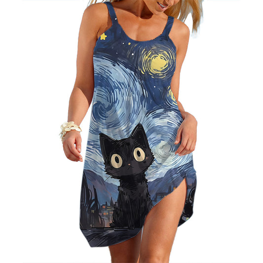 Women's Slip Dress Disney Stitch Gorgeous Beach Dresses Casual Clothing Seaside Sle