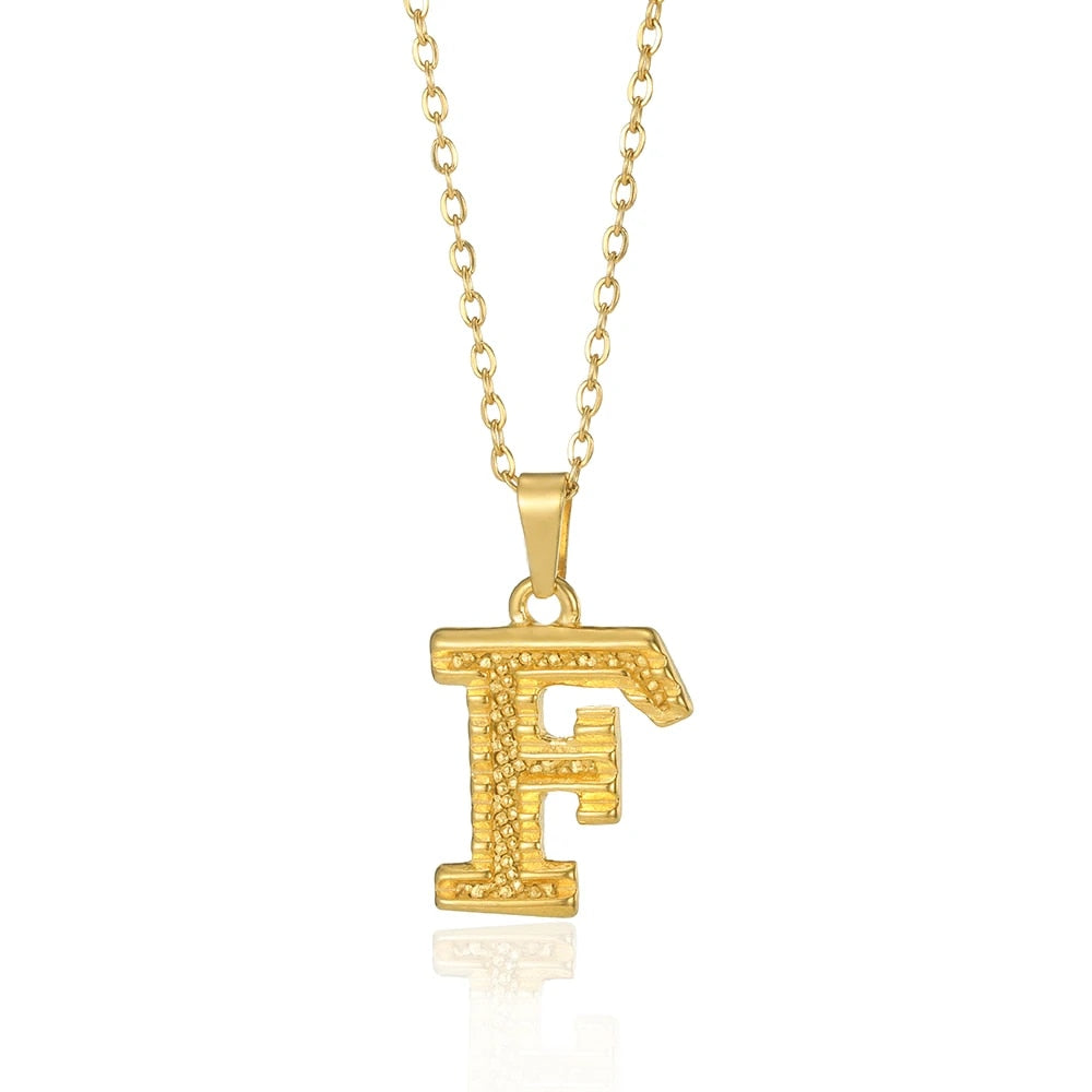 Stainless Steel Initial Necklaces For Women Men Gold Color Letter Necklace Pend