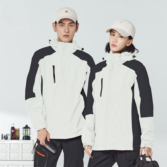 Hardshell Jacket 3-in-1 Men's and Women's Winter Two-piece Set Removable Windpr