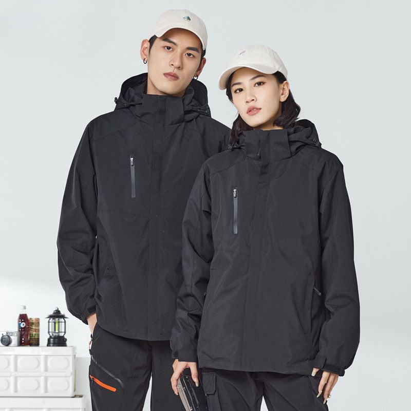 Hardshell Jacket 3-in-1 Men's and Women's Winter Two-piece Set Removable Windpr