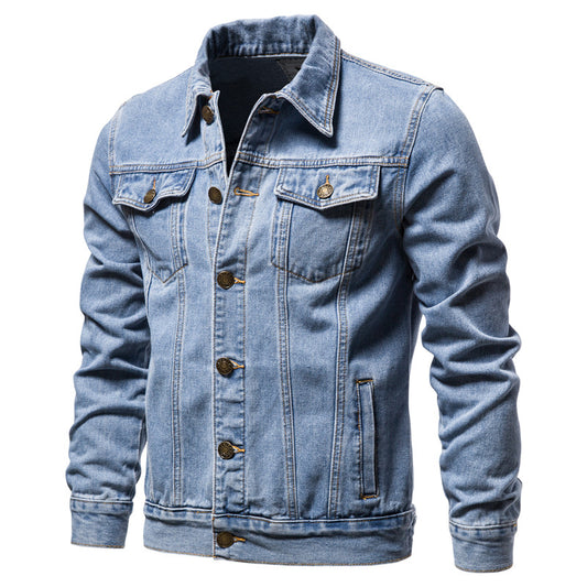 2023 Spring Men Solid Lapel Denim Jackets Fashion Motorcycle Jeans Jackets Homm