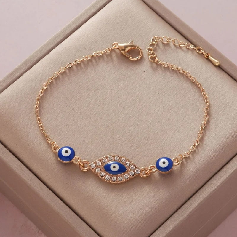 New Fashion Blue Evil Eye Bracelet For Women Gold Color Silver Color Adjustable