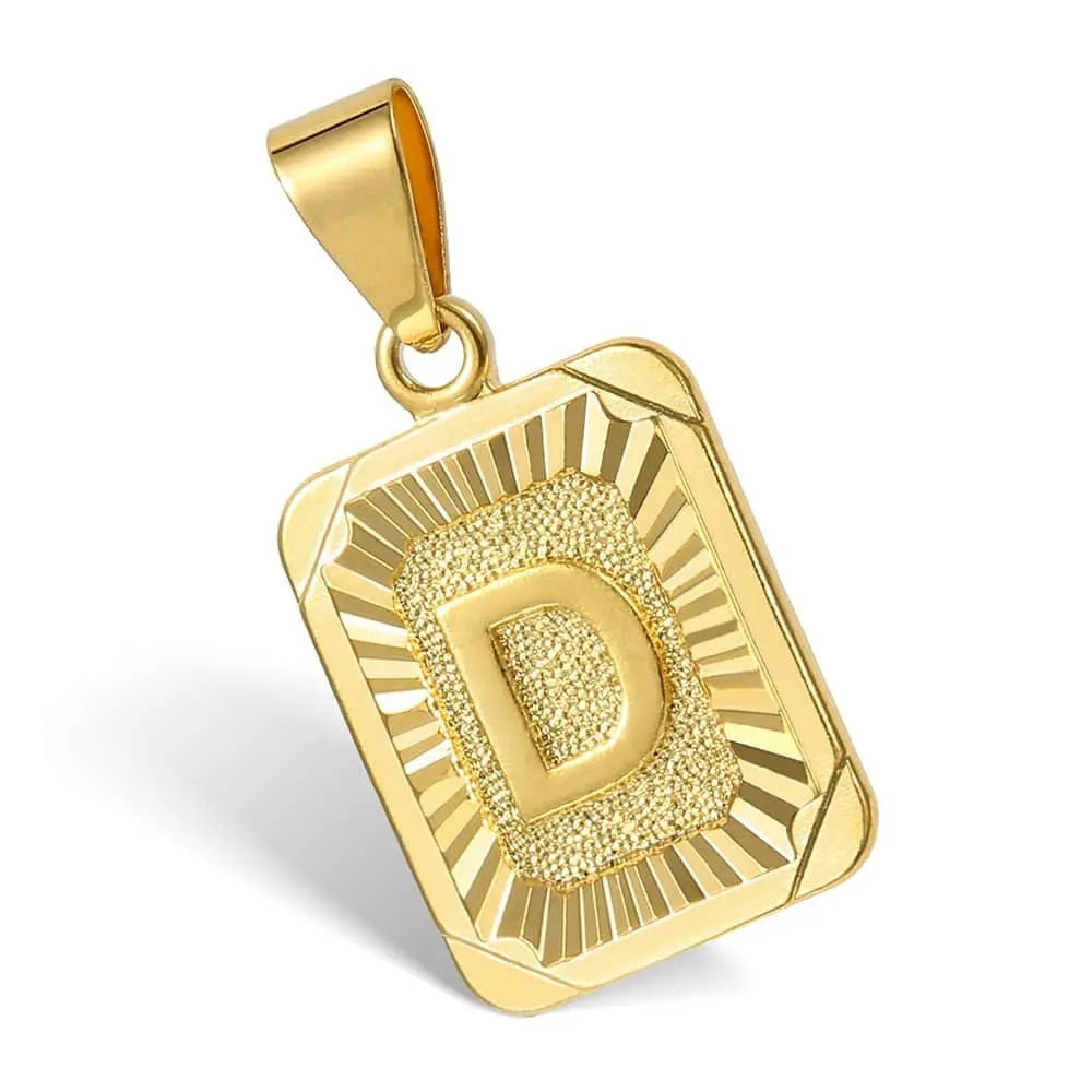 Hot Sale Initial Necklace for Women Men 26 Letters Pendant Gold Color Cuban Cur