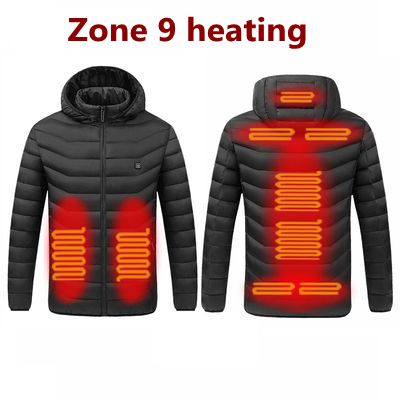 2021 NWE Men Winter Warm USB Heating Jackets Smart Thermostat Pure Color Hooded