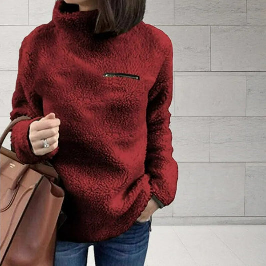 Winter Super Soft and Comfortable Solid Color Turtleneck Pullover Women's Sweat