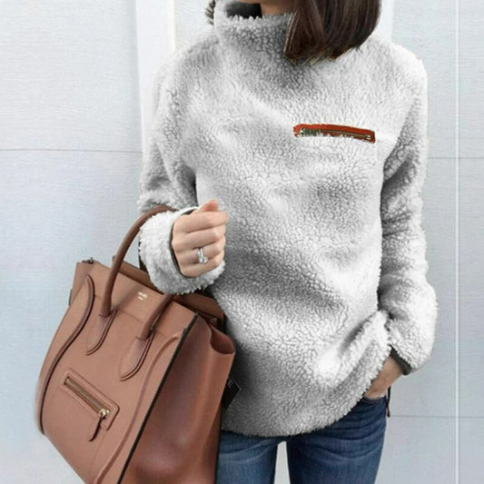 Winter Super Soft and Comfortable Solid Color Turtleneck Pullover Women's Sweat