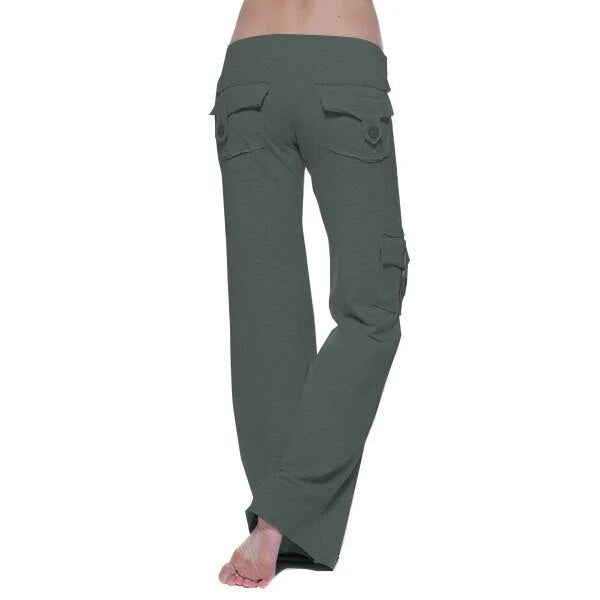 Dropshipping Cargo Pants Women Pants Strong Elastic Wide Leg Trousers Female So