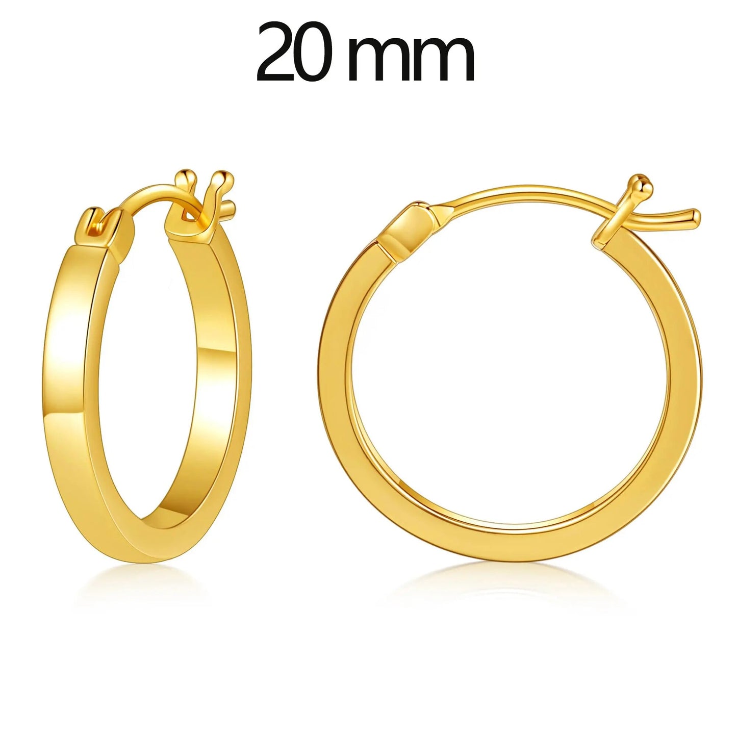 Vonmoos Lady High Quality Flatted Gold Hoop Earrings 14K Real Gold Plated Desig