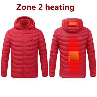 2021 NWE Men Winter Warm USB Heating Jackets Smart Thermostat Pure Color Hooded