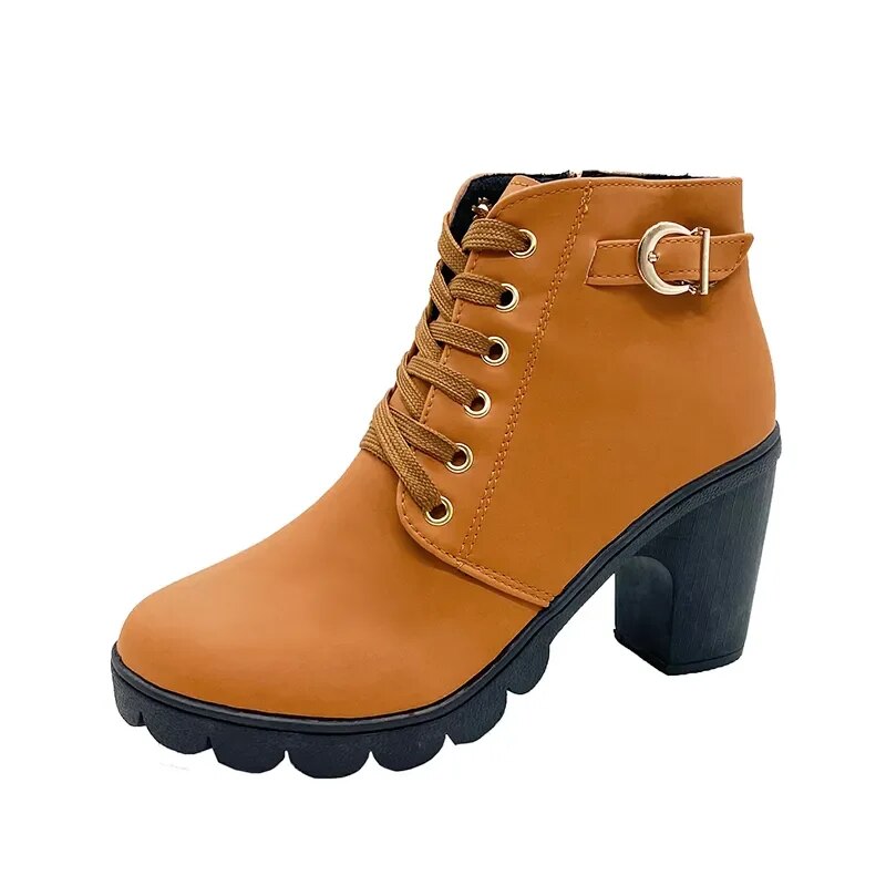 New Spring Winter Women Pumps Boots High Quality Lace-up European Ladies Shoes