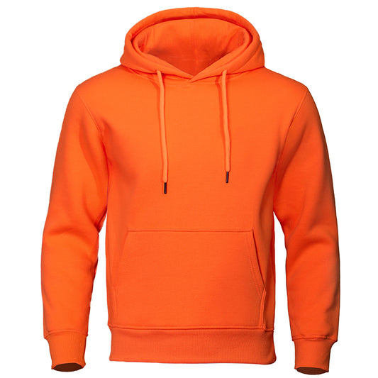 Solid Color Men Hoodies Fleece Warm Mens Sweatshirt Fashion Streetwear Casual M