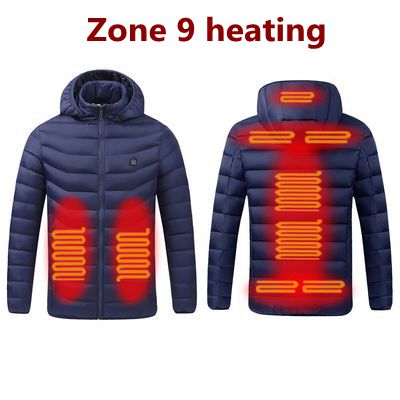 2021 NWE Men Winter Warm USB Heating Jackets Smart Thermostat Pure Color Hooded