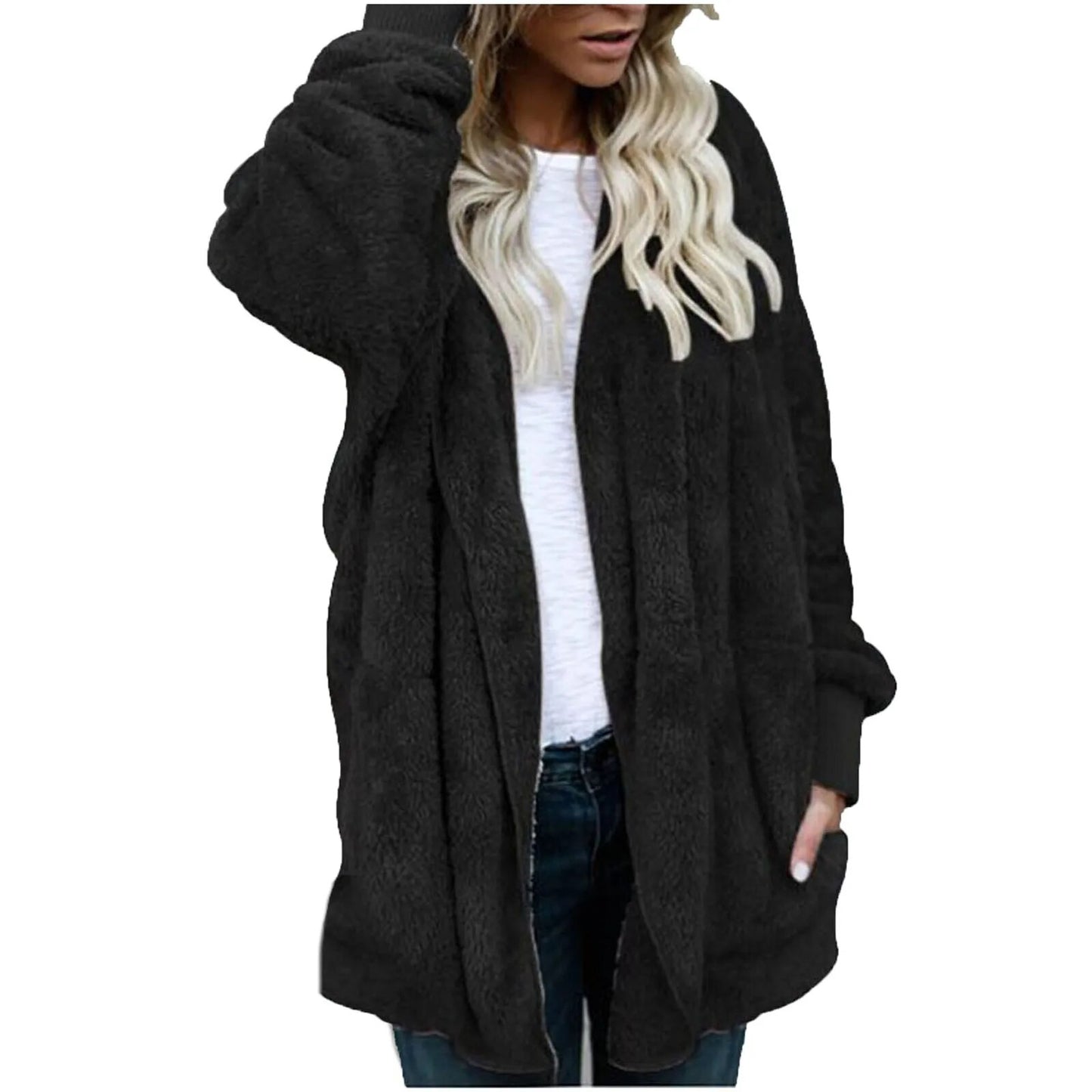 Women Winter Warm Coat Jacket Outwear Ladies Cardigan Coat Double Sided Velvet