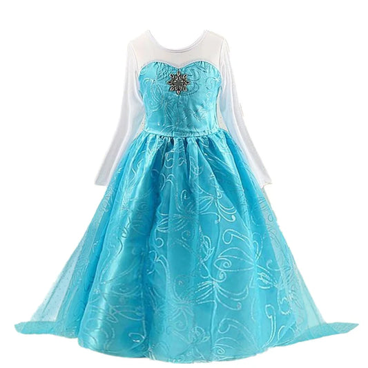 Girls Snow Queen Elsa Kids Costumes For Girl 2024 Carnival Party Prom Gown Robe