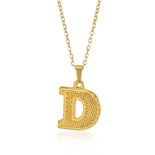 Stainless Steel Initial Necklaces For Women Men Gold Color Letter Necklace Pend