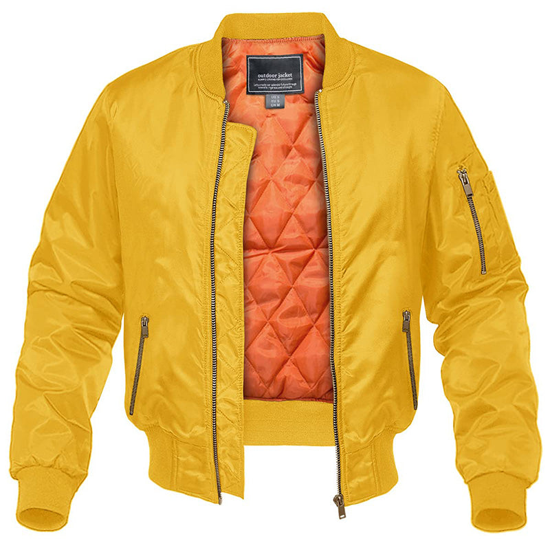 MAGCOMSEN Men's Aviator Jackets Thick Warm Orange Lining Bomber Jackets Fall Wi