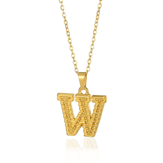 Stainless Steel Initial Necklaces For Women Men Gold Color Letter Necklace Pend