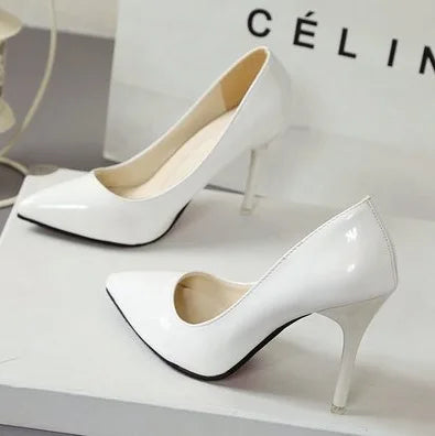 New Solid Color Pumps Women High Heel Shoes Female Fashion Patent Leather Sexy