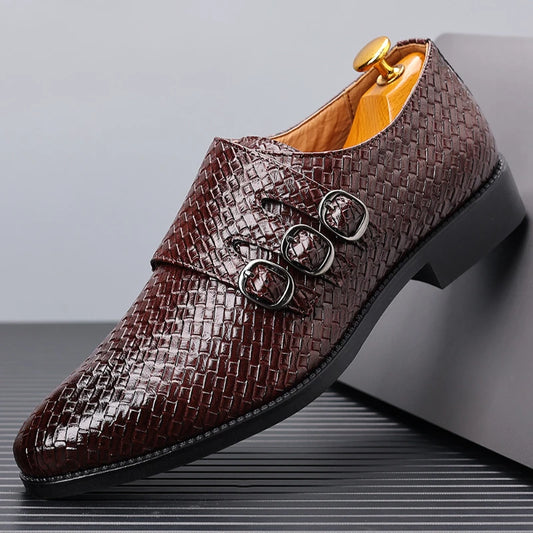 Luxury Italian Men Dress Shoes Fashion Metal Buckle Oxford Shoes for Men Busine