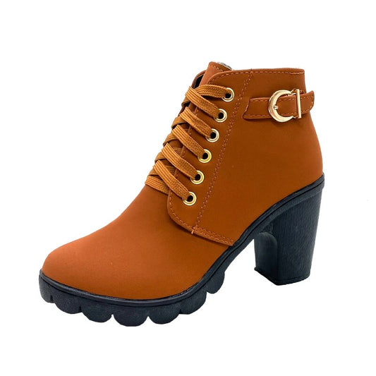 New Spring Winter Women Pumps Boots High Quality Lace-up European Ladies Shoes